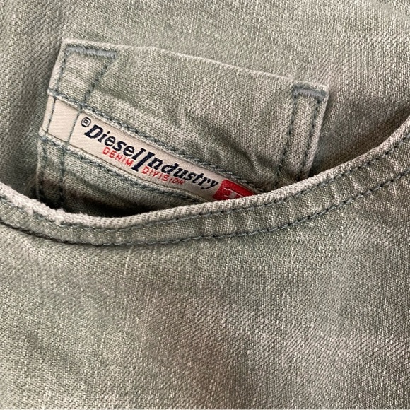 Diesel Thommer Slim Jeans Mens 30 Waist Green Denim Ankle Cropped Short Length - Picture 4 of 11